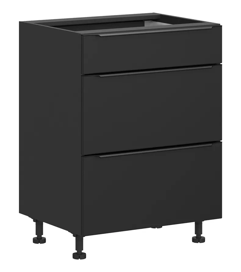 BRW Кухонный шкаф Sole L6 60 см с ящиками soft-close черный матовый, черный/черный матовый FM_D3S_60/82_2STB/STB-CA/CAM фото №2
