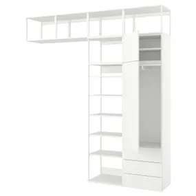 IKEA PLATSA ПЛАТСА, гардероб із 2 дверцятами+3 шухлядам, білий/Fonnes white, 240x42x261 см 495.306.25 фото