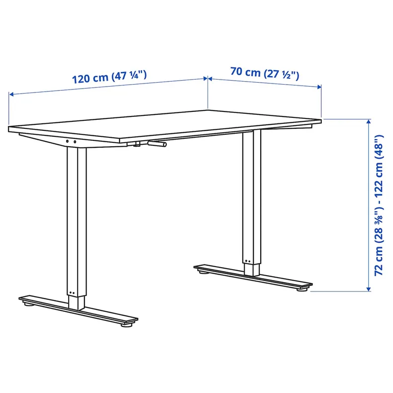 IKEA TROTTEN ТРОТТЕН, стіл регульований, бежевий / антрацит, 120x70 см 794.295.84 фото №8