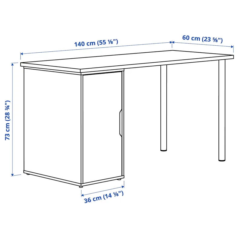 IKEA LAGKAPTEN ЛАГКАПТЕН / ALEX АЛЕКС, письмовий стіл, сіро-бірюзовий / чорний, 140x60 см 395.234.80 фото №6