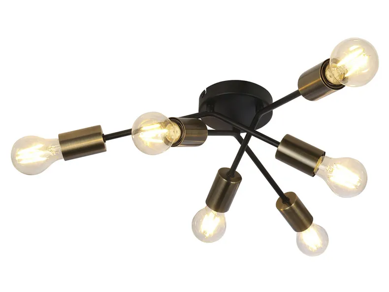 BRW Потолочный светильник Sarini 6-позиционный черно-золотой 073422 фото №1