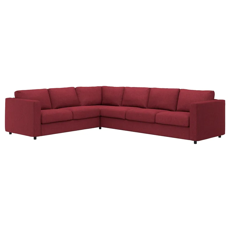 IKEA VIMLE ВИМЛЕ, 5-местный угловой диван, Красный/коричневый 394.344.55 фото №1