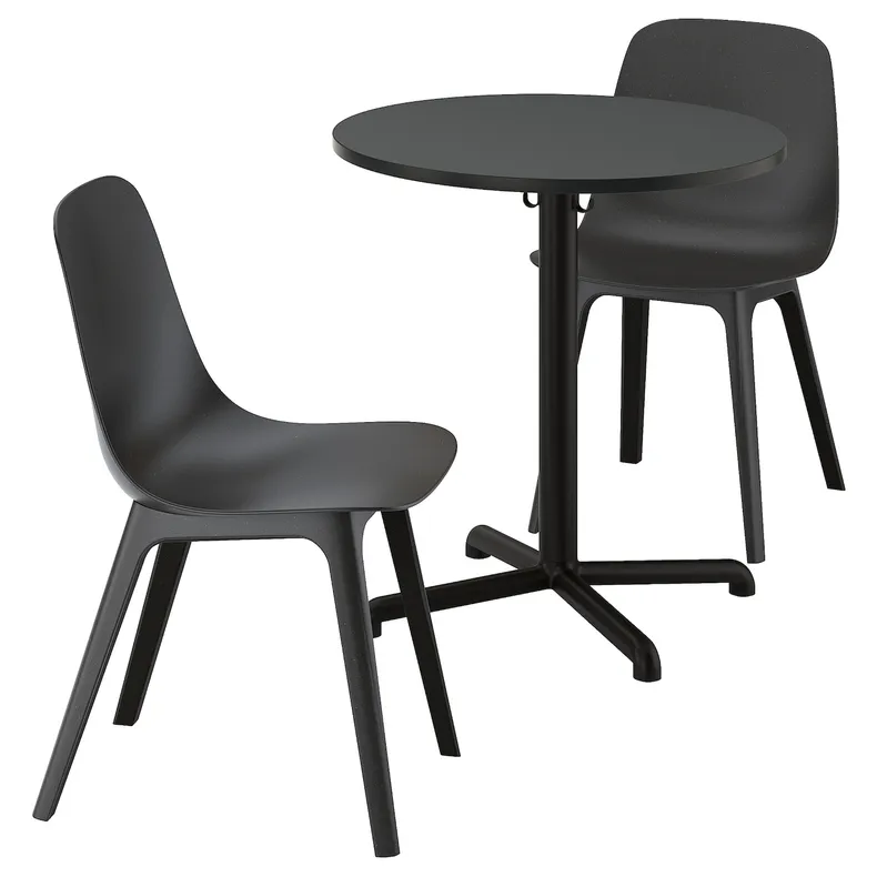 IKEA STENSELE СТЕНСЕЛЕ / ODGER ОДГЕР, стол и 2 стула, антрацит антрацит / антрацит, 70 см 995.694.65 фото №1