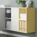 IKEA EKET ЭКЕТ, комбинация настенных шкафов, белый / бледно-желтый, 175x35x70 см 995.216.66 фото thumb №3