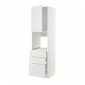 IKEA METOD МЕТОД / MAXIMERA МАКСИМЕРА, высокий шкаф д / духовки / дверь / 3ящика, белый / Стенсунд белый, 60x60x220 см 294.615.43 фото