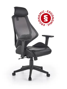 Крісло комп'ютерне офісне обертове HALMAR HASEL чорний / сірий фото