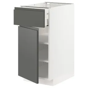 IKEA METOD МЕТОД / MAXIMERA МАКСИМЕРА, напольный шкаф с ящиком / дверцей, белый / Воксторп темно-серый, 40x60 см 194.700.48 фото