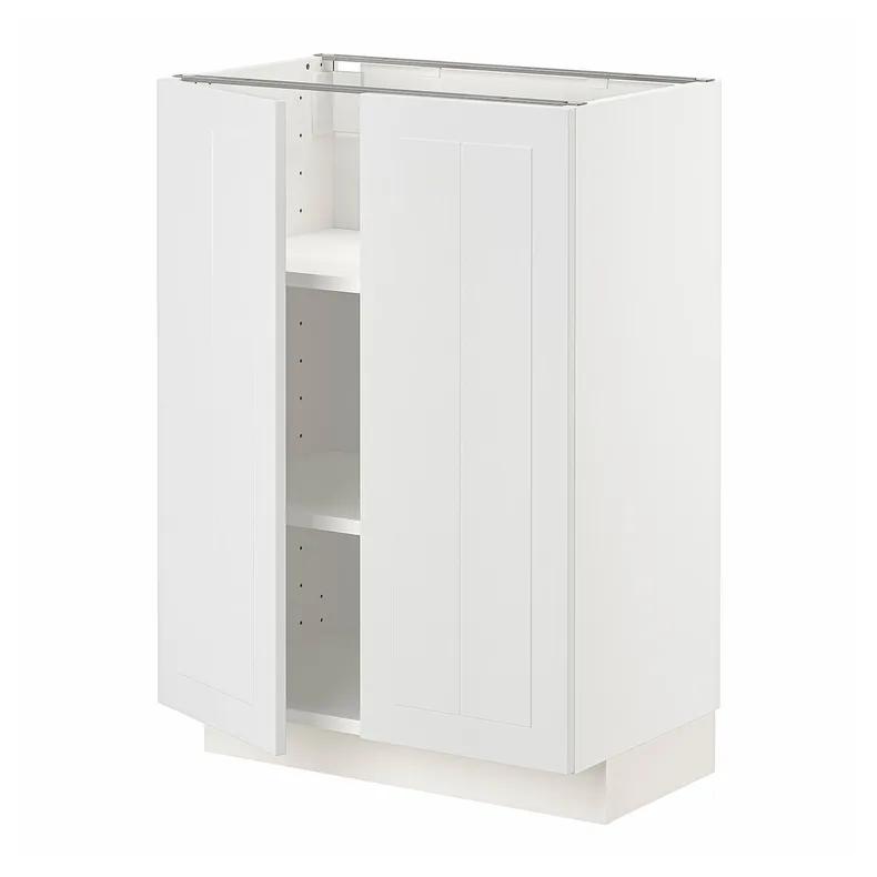 IKEA METOD МЕТОД, напольный шкаф с полками / 2дверцами, белый / Стенсунд белый, 60x37 см 494.575.16 фото №1