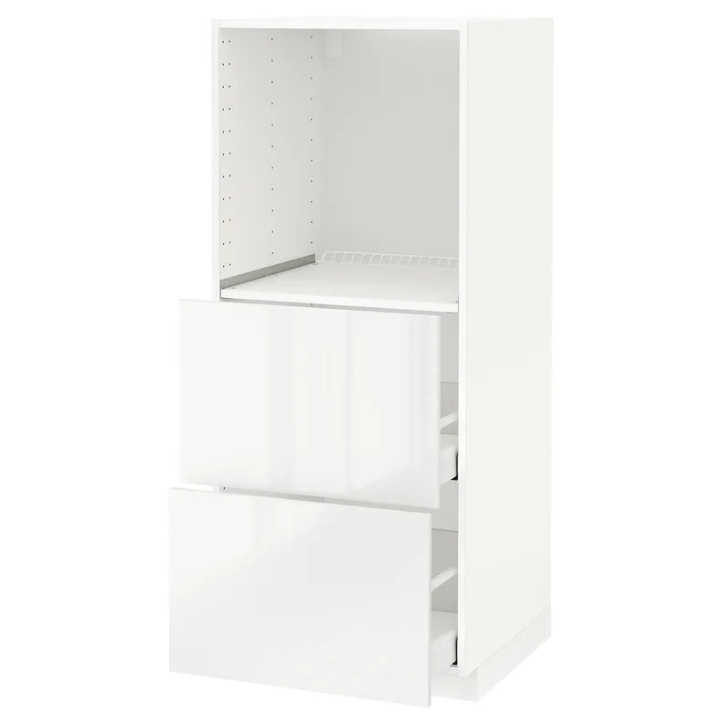 IKEA METOD МЕТОД / MAXIMERA МАКСИМЕРА, высокий шкаф с 2 ящиками д / духовки, белый / Рингхульт белый, 60x60x140 см 490.202.33 фото №1