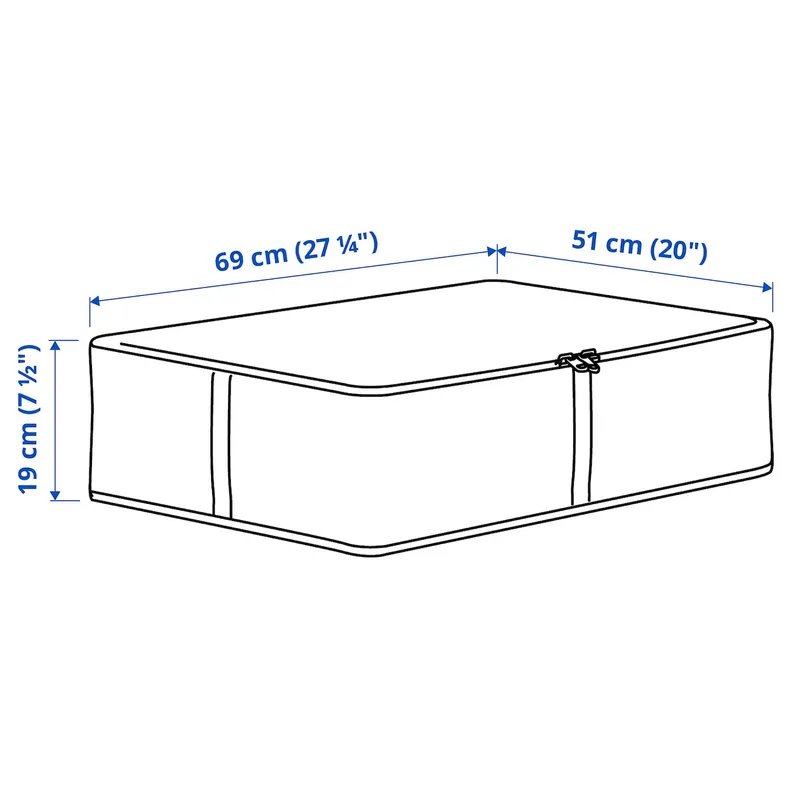 IKEA HEMMAFIXARE ХЕММАФИКСАРЕ, чехол для хранения, Полосатая ткань / белый / серый, 69x51x19 см 705.039.17 фото №5