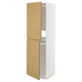 IKEA METOD МЕТОД, висока шафа для холодильнка/морозил, білий / Voxtorp імітація. дуб, 60x60x200 см 395.392.78 фото