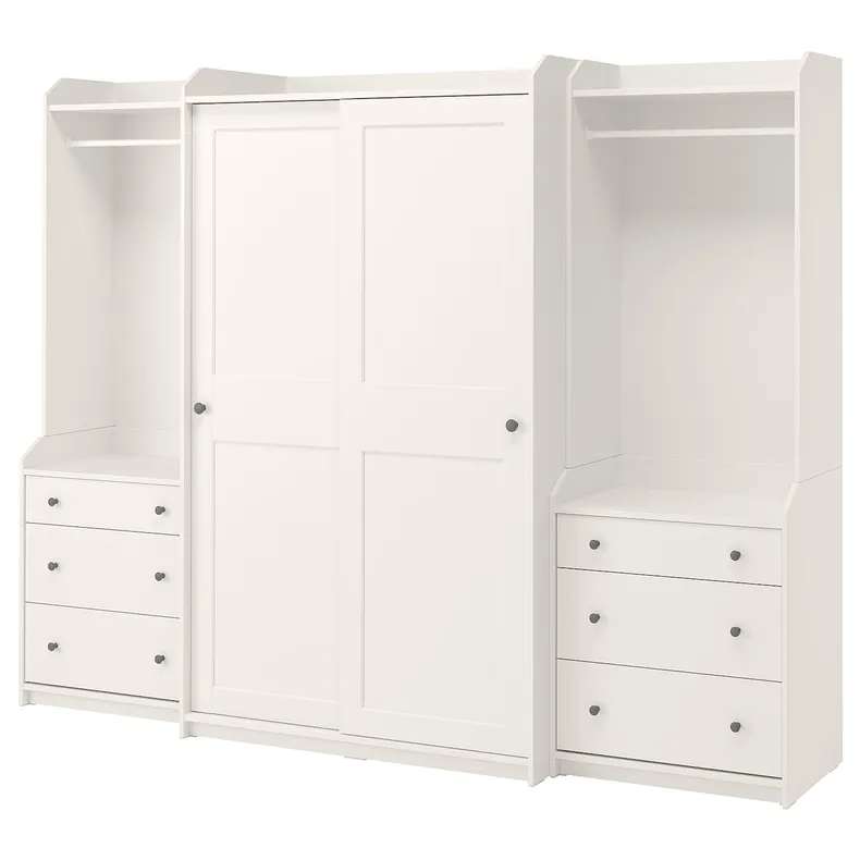 IKEA HAUGA ХАУГА, гардероб, комбінація, білий, 258x55x199 см 793.881.64 фото №1