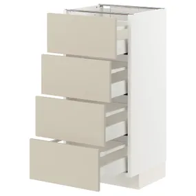 IKEA METOD МЕТОД / MAXIMERA МАКСИМЕРА, напольный шкаф 4 фасада / 4 ящика, белый / гавсторпский бежевый, 40x37 см 694.266.56 фото
