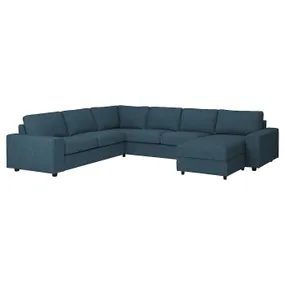 IKEA VIMLE ВІМЛЕ, кутовий диван, 5-місний, з шезлонгом з широкими підлокітниками / темно-синій 594.327.33 фото
