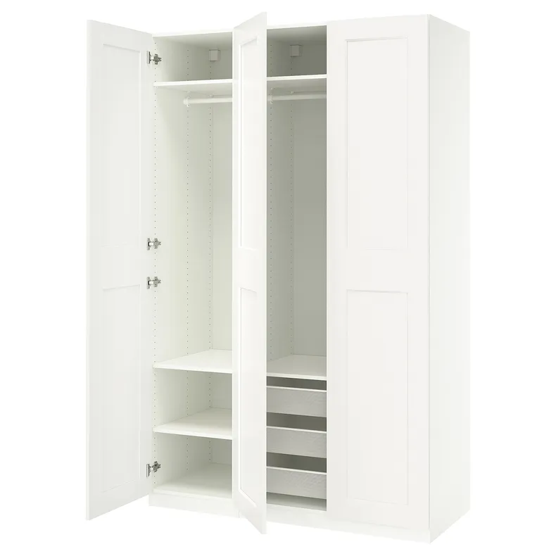 IKEA PAX ПАКС / GRIMO ГРИМО, гардероб, комбинация, белый/белый, 150x60x236 см 495.753.55 фото №1