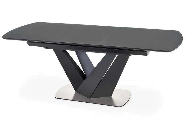 Обеденный стол раскладной HALMAR PATRIZIO 160-200x90 см, столешница - темный ясен, ножка - черный фото №1