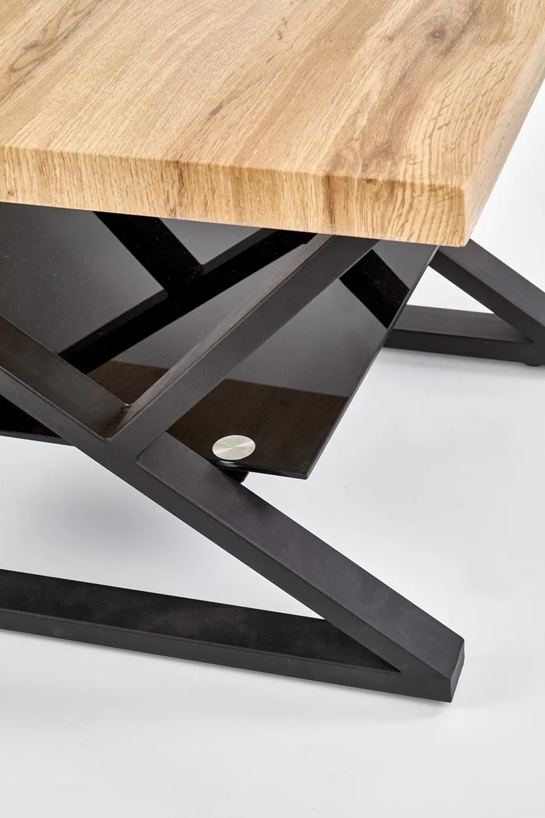 Журнальный столик деревянный HALMAR XENA, квадратный 60x60 см, черный/натуральный фото №5