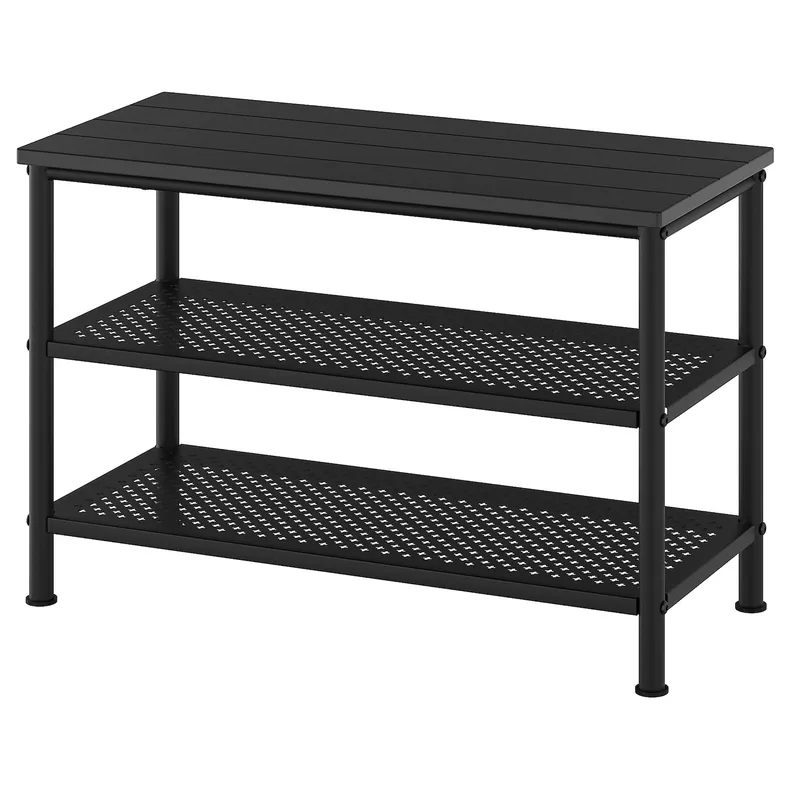 IKEA PINNIG ПИННИГ, скамья с полкой для обуви, черный, 79x35x52 см 803.297.91 фото №1