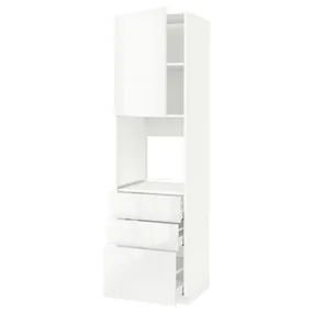 IKEA METOD МЕТОД / MAXIMERA МАКСИМЕРА, высокий шкаф д / духовки / дверь / 3ящика, белый / Рингхульт белый, 60x60x220 см 894.547.47 фото