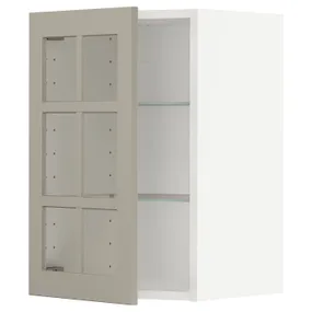 IKEA METOD МЕТОД, навісна шафа,полиці / скляні дверцята, білий / стенсундський бежевий, 40x60 см 394.674.36 фото