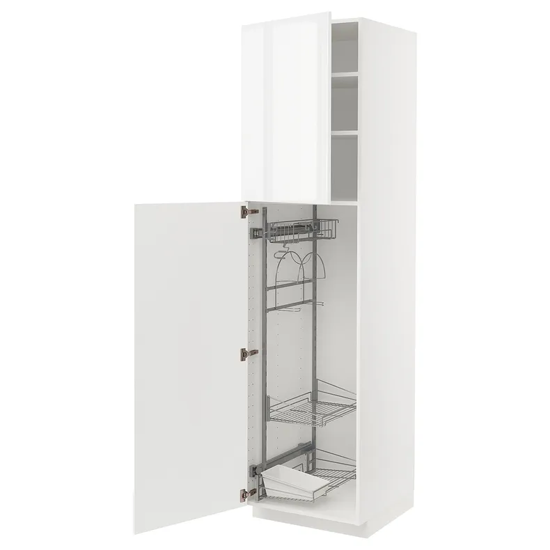 IKEA METOD МЕТОД, висока шафа із приладд д / прибирання, білий / Ringhult світло-сірий, 60x60x220 см 094.559.82 фото №1