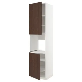 IKEA METOD МЕТОД, висока шафа для дух, 2 дверцят / пол, білий / СІНАРП коричневий, 60x60x240 см 594.607.78 фото