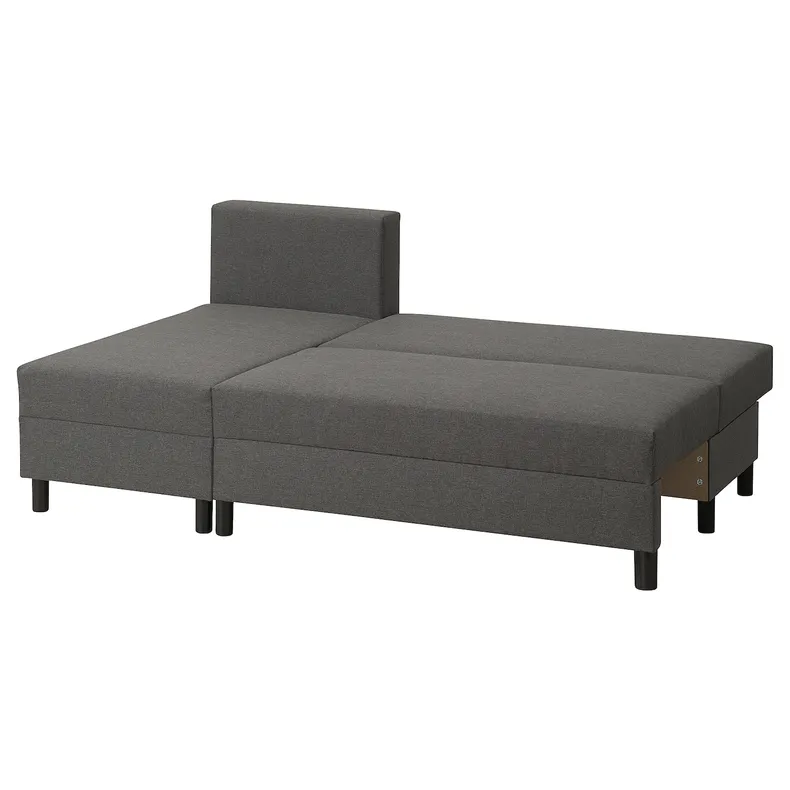 IKEA BORGÅSEN БОРГОСЕН, 3-местный диван-кровать, с шезлонгом темно-серого цвета 805.724.58 фото №2