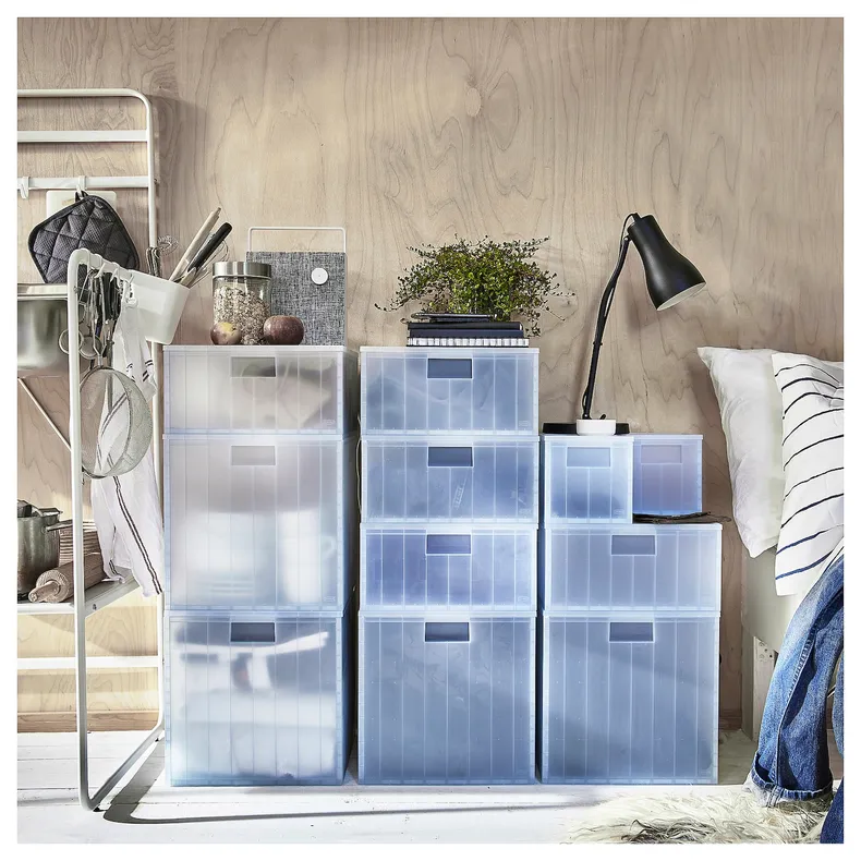 IKEA PANSARTAX ПАНСАРТАКС, коробка для зберігання з кришкою, прозорий сіро-блакитний, 33x33x33 см 405.150.21 фото №4