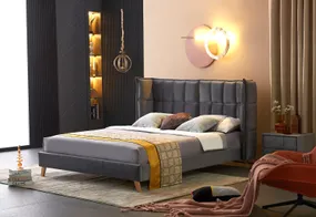 Ліжко двоспальне HALMAR SCANDINO 160x200 см, сіре фото
