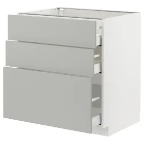 IKEA METOD МЕТОД / MAXIMERA МАКСИМЕРА, напольный шкаф с 3 ящиками, белый / светло-серый, 80x60 см 995.393.60 фото