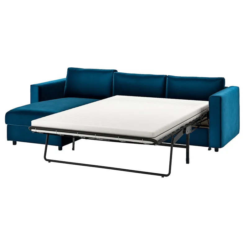 IKEA VIMLE ВІМЛЕ, 3-місний диван-ліжко, з шезлонгом/Djuparp темно-зелено-синій 195.372.75 фото №1