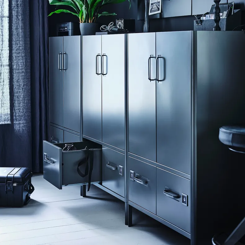 IKEA IDÅSEN ИДОСЕН, шкаф с дверцами и ящиками, тёмно-серый, 80x47x119 см 504.963.81 фото №2