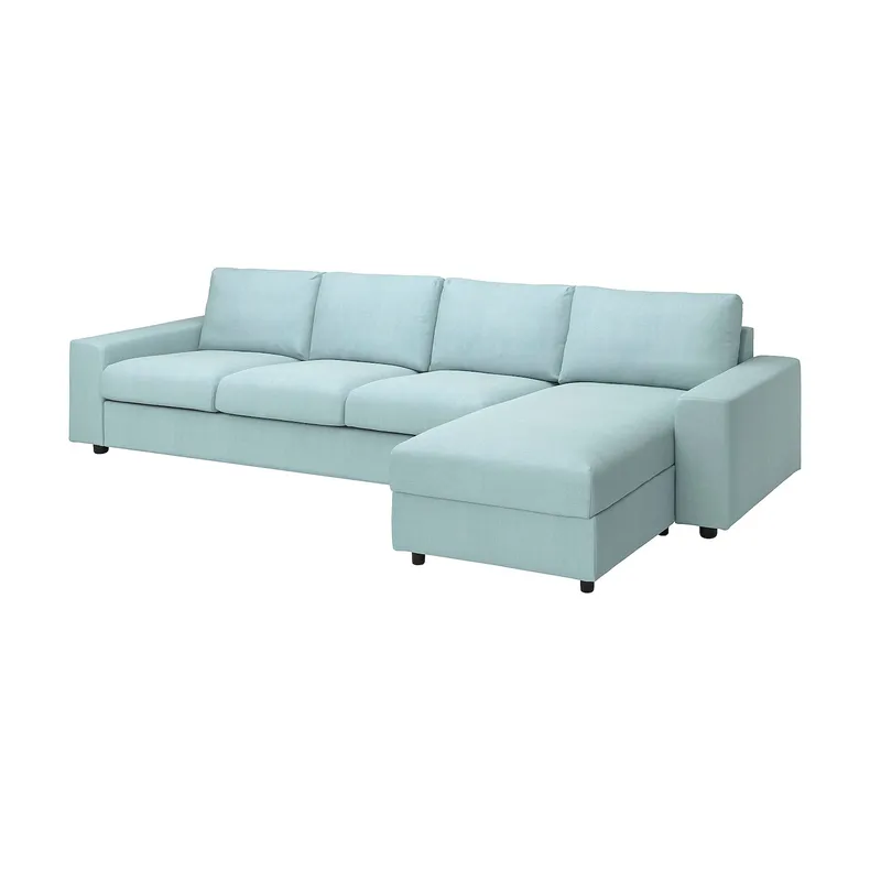 IKEA VIMLE ВІМЛЕ, 4-місний диван із кушеткою, з широкими підлокітниками / САКСЕМАРА світло-синій 394.017.80 фото №1