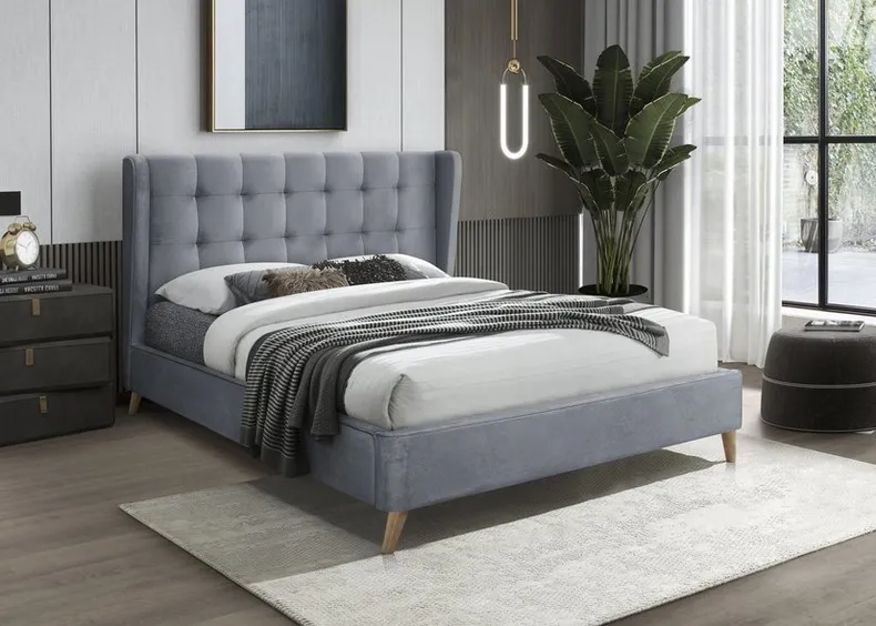 Кровать двуспальная HALMAR ESTELLA 90 90х200 см серый фото №2