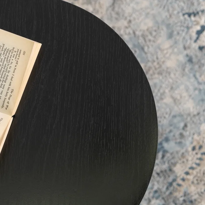 Журнальный столик круглый деревянный MEBEL ELITE CEVES, 40 см, Черный фото №4