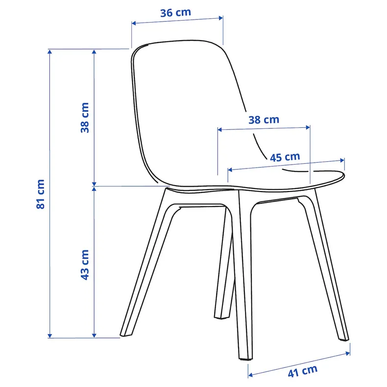 IKEA LISABO ЛИСАБО / ODGER ОДГЕР, стол и 4 стула, шпон ясеня / антрацит, 140x78 см 593.050.42 фото №4