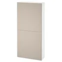 IKEA BESTÅ БЕСТО, навесной шкаф с 2 дверями, белый / Лапвикен светло-серый бежевый, 60x22x128 см 494.170.97 фото thumb №1