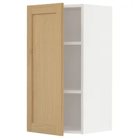 IKEA METOD МЕТОД, навесной шкаф с полками, белый / дуб форсбака, 40x80 см 995.093.39 фото