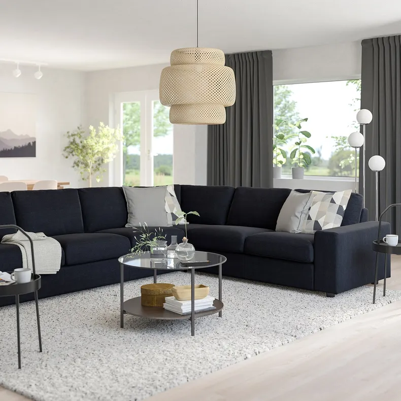 IKEA VIMLE ВИМЛЕ, 5-местный угловой диван, с широкими подлокотниками / Саксемара черно-синий 494.018.12 фото №2