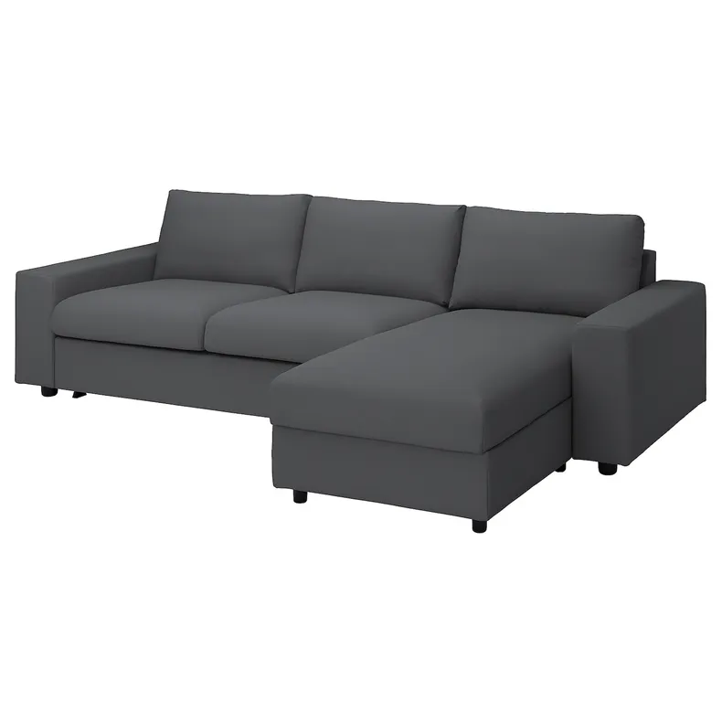 IKEA VIMLE ВІМЛЕ, 3-місний диван із кушеткою, з широкими підлокітниками / ХАЛЛАРП сірий 295.370.86 фото №2