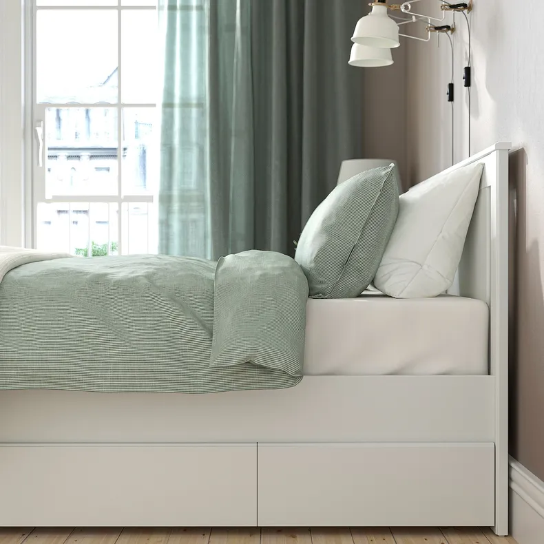 IKEA SONGESAND СОНГЕСАНД, каркас ліжка, 4 коробки для зберіг, білий, 140x200 см 292.413.20 фото №5