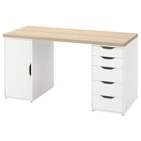 IKEA LAGKAPTEN ЛАГКАПТЕН / ALEX АЛЕКС, письменный стол, белая морилка / имит. дуб белёный, 140x60 см 795.216.48 фото