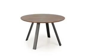 Круглий стіл HALMAR DANILO 120х120 см, стільниця - горіх, ніжки - чорний фото