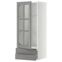 IKEA METOD МЕТОД / MAXIMERA МАКСІМЕРА, навісна шафазі скляними двер / 2 шухл, білий / сірий Бодбін, 40x100 см 793.949.71 фото thumb №1