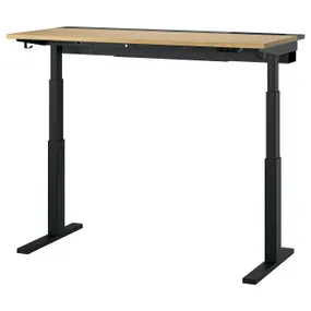 IKEA MITTZON МІТТЗОН, стіл регульований, електричний okl дуб/чорний, 140x60 см 295.282.99 фото