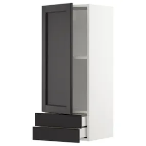 IKEA METOD МЕТОД / MAXIMERA МАКСИМЕРА, навесной шкаф с дверцей / 2 ящика, белый / Лерхиттан с черными пятнами, 40x100 см 594.649.98 фото