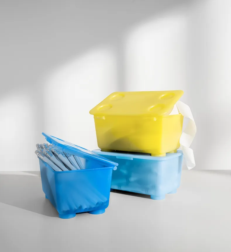 IKEA GLIS ГЛІС, коробка з кришкою, жовтий/блакитний, 17x10 см 904.661.55 фото №3
