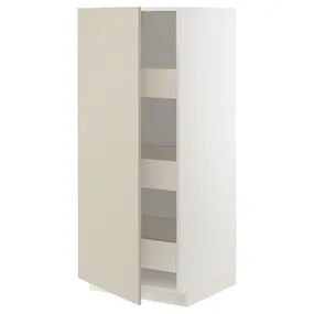 IKEA METOD МЕТОД / MAXIMERA МАКСІМЕРА, висока шафа із шухлядами, білий / хавсторпський бежевий, 60x60x140 см 194.267.67 фото