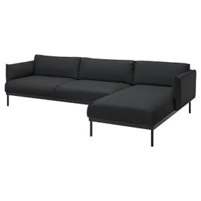 IKEA ÄPPLARYD ЭППЛАРЮД, 4-местный диван с козеткой, Окрашенный в черный/серый цвет 095.281.77 фото
