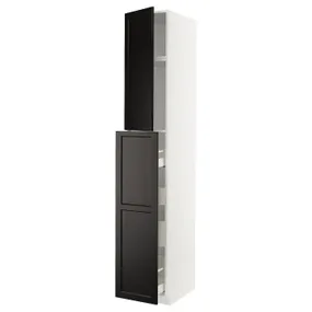 IKEA METOD МЕТОД / MAXIMERA МАКСИМЕРА, высокий шкаф / выдвижн секция / 1дв / 4ящ, белый / Лерхиттан с черными пятнами, 40x60x240 см 894.674.53 фото